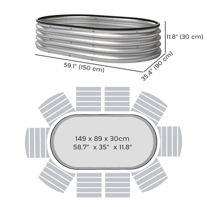Galvanized Raised Garden Bed, 5 x 3 x 1 ft Modular Metal Garden Beds with Rubber Strip Edging, Silver