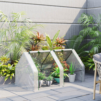 6' x 3' x 3' Portable Tunnel Greenhouse Outdoor Garden Mini with Large Zipper Doors & Water/UV PE Cover White