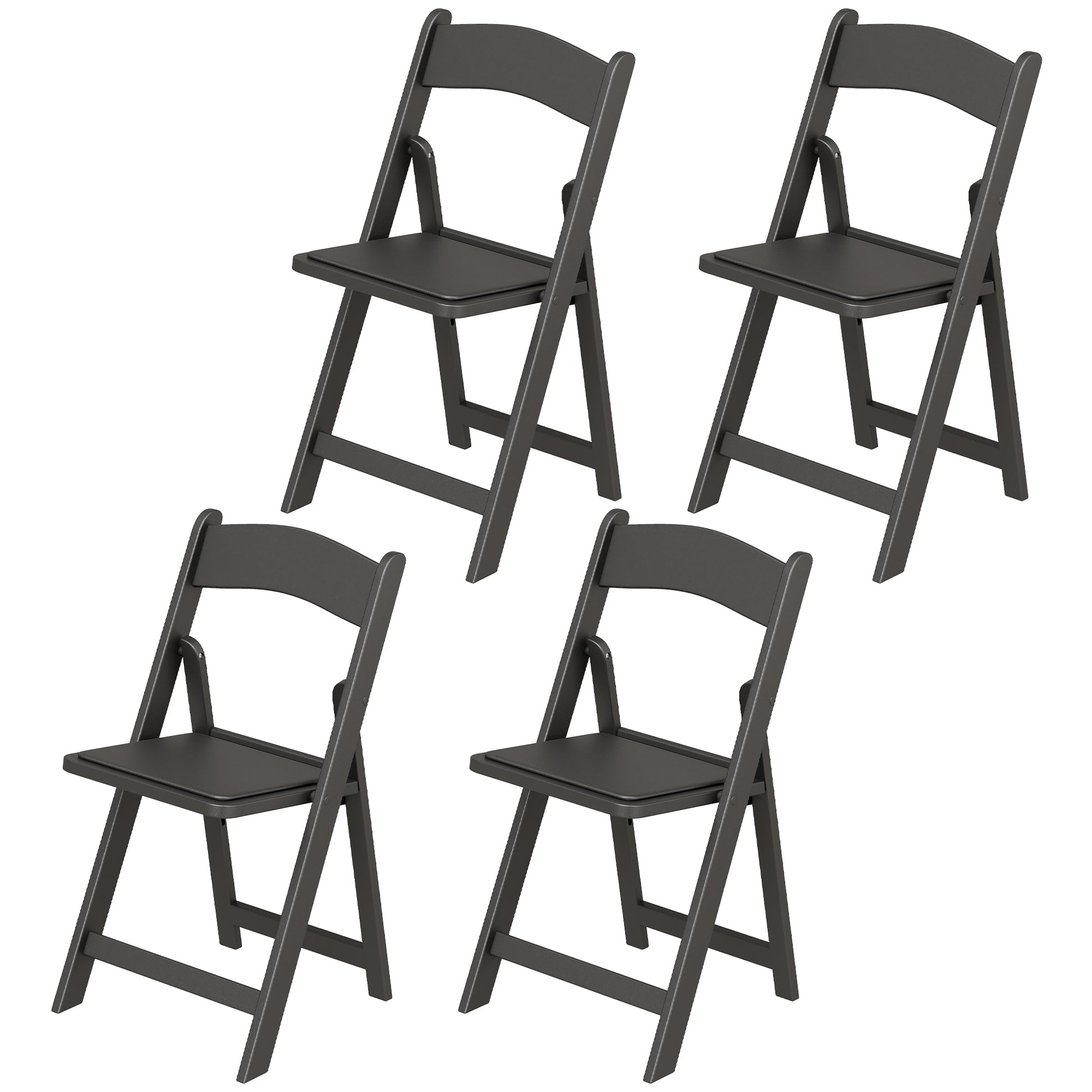 4 Pack Folding Chairs, Foldable Resin Chair with Padded Seat, Portable Indoor Outdoor Seat for Office Events Dining