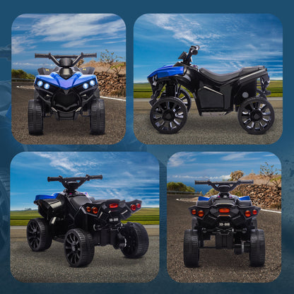Qaba 6V Kids ATV, 4 Wheeler Electric Ride on Car with Music and LED Headlights, for Ages 37-72 Months Boys and Girls, Blue