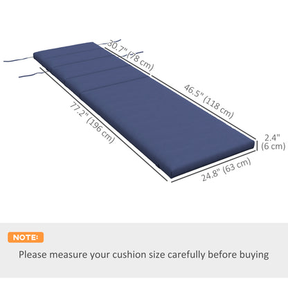 Patio Chaise Lounge Chair Cushions Replacement Sun Lounger Pads with Headrest and Ties, Set of 2, Dark Blue