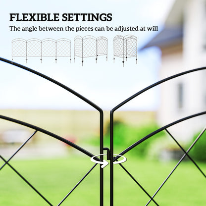 4 Pack Garden Fencing for Yard, Decorative Fence Panels as Animal Barrier and Flower Edging, Circle, Black