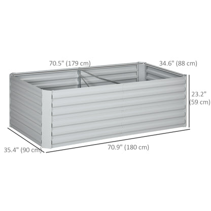 Galvanized Raised Garden Bed, Steel Outdoor Planters with Reinforced Rods, 71" x 35" x 23", Light Grey