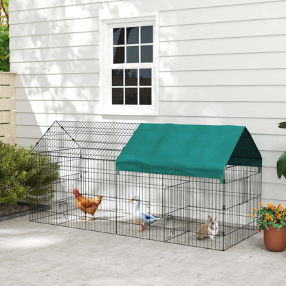 87" Small Animal Cage with Roof, Indoor/Outdoor Use, for Chicken, Rabbits, Chinchillas, Green