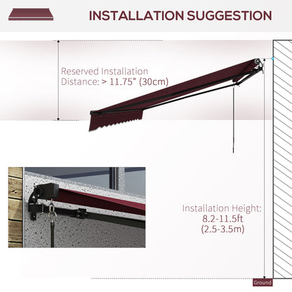 15 x 10 ft Retractable Awning with 280gsm UV-Resistant Fabric, Heavy-Duty Frame Sun Shade Shelter for Deck, Balcony, Yard and Outdoor Living Space, Wine Red