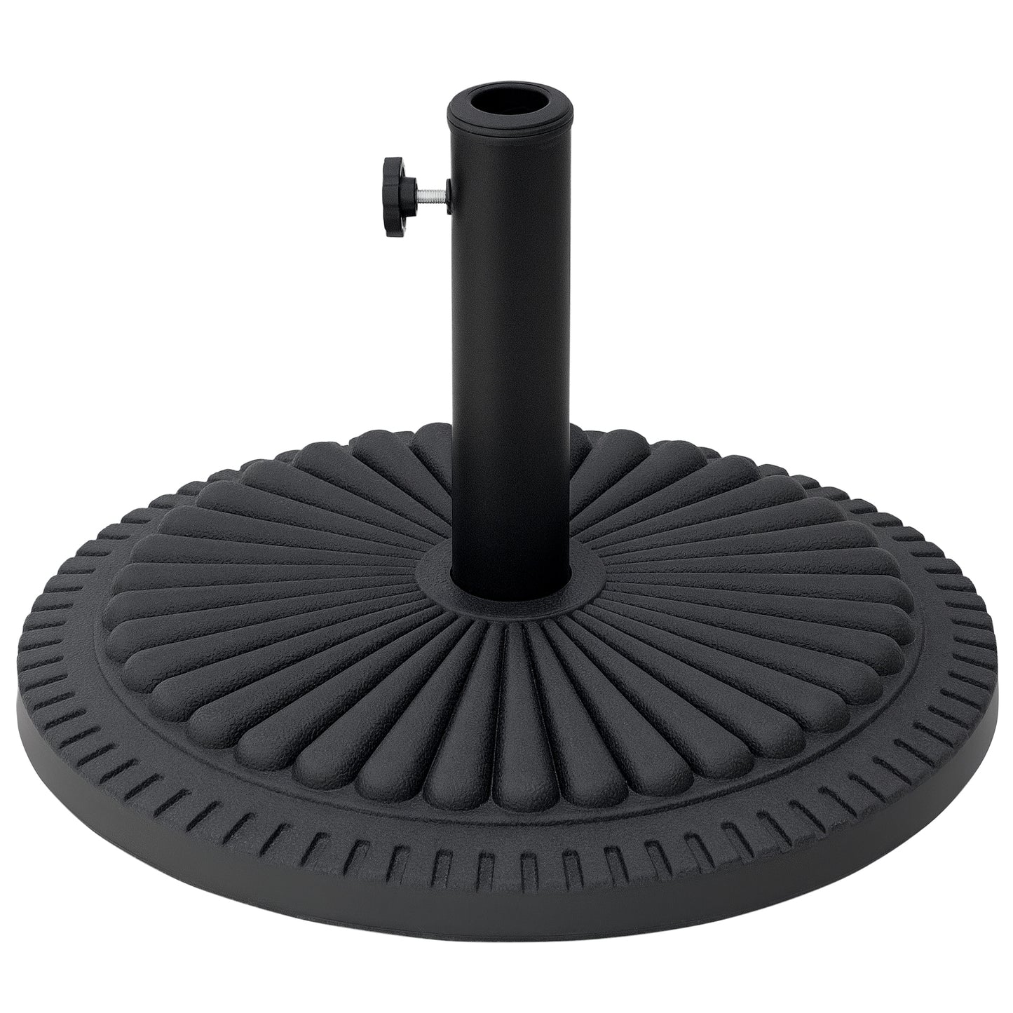 Patio Umbrella Base Stand, Round Cement Parasol Holder for Outdoor, Patio, Garden, Beach, Fits Φ1.4", Φ1.5" and Φ 2" Pole, Black