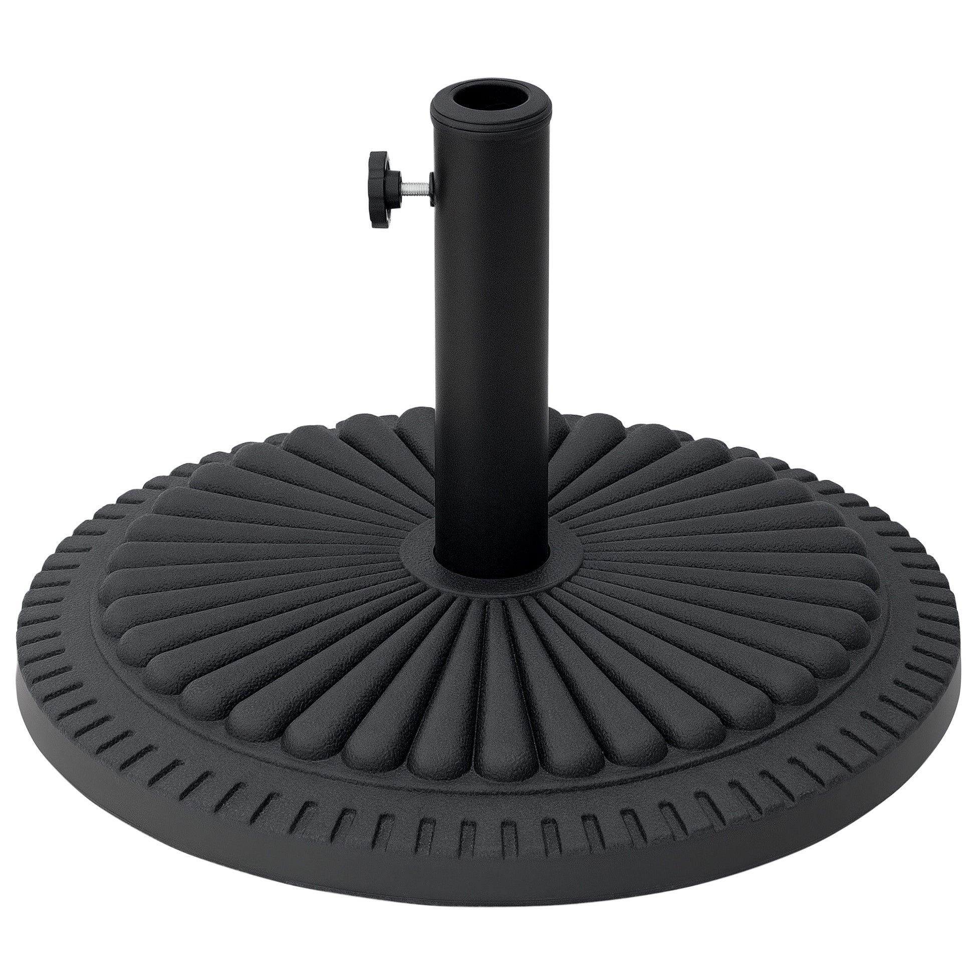 Patio Umbrella Base Stand, Round Cement Parasol Holder for Outdoor, Patio, Garden, Beach, Fits Φ1.4", Φ1.5" and Φ 2" Pole, Black