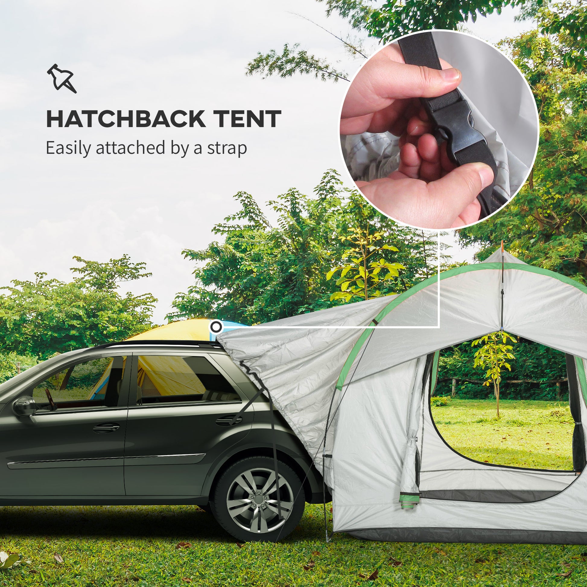 2000mm Waterproof SUV Tent, Car Tent with 3 Doors and Mesh Window, for 5-6 Person Camping Travel, Grey and Green