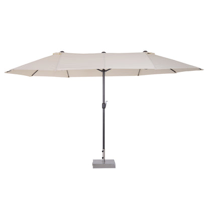 15ft Double-Sided Patio Umbrella Rectangular Parasol Sun Shelter Canopy Shade UV Protection w/ Hand Crank