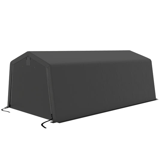 11' x 20' Portable Garage, Heavy Duty Carport Canopy with Ventilation Windows and Large Roll-up Door, Dark Grey