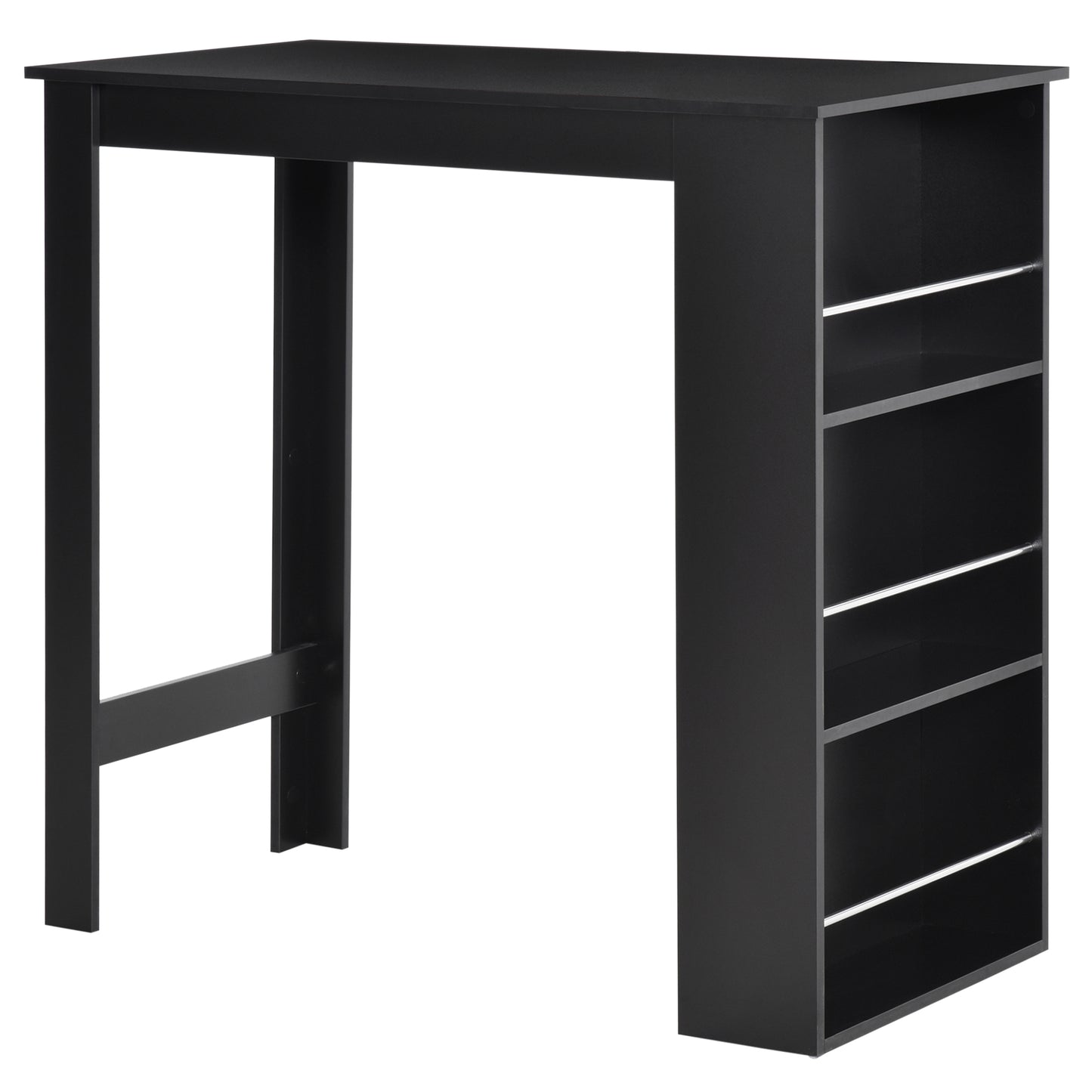 Bar Table Counter Height Dining Table with 3 Storage Shelves for Kitchen, Dining Room, Living Room, Black