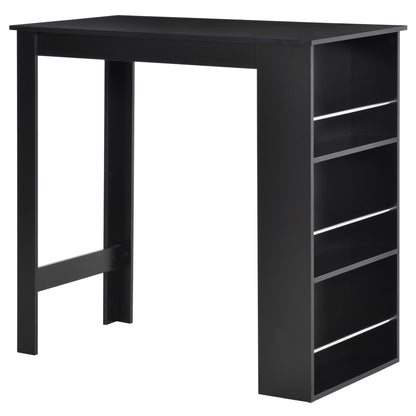 Bar Table Counter Height Dining Table with 3 Storage Shelves for Kitchen, Dining Room, Living Room, Black