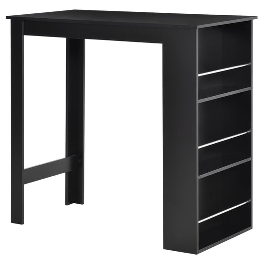 Bar Table Counter Height Dining Table with 3 Storage Shelves for Kitchen, Dining Room, Living Room, Black
