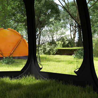 11' x 11.5' Screen Tent, Pop Up Camping Gazebo with Portable Carry Bag and 2 Doors, Black