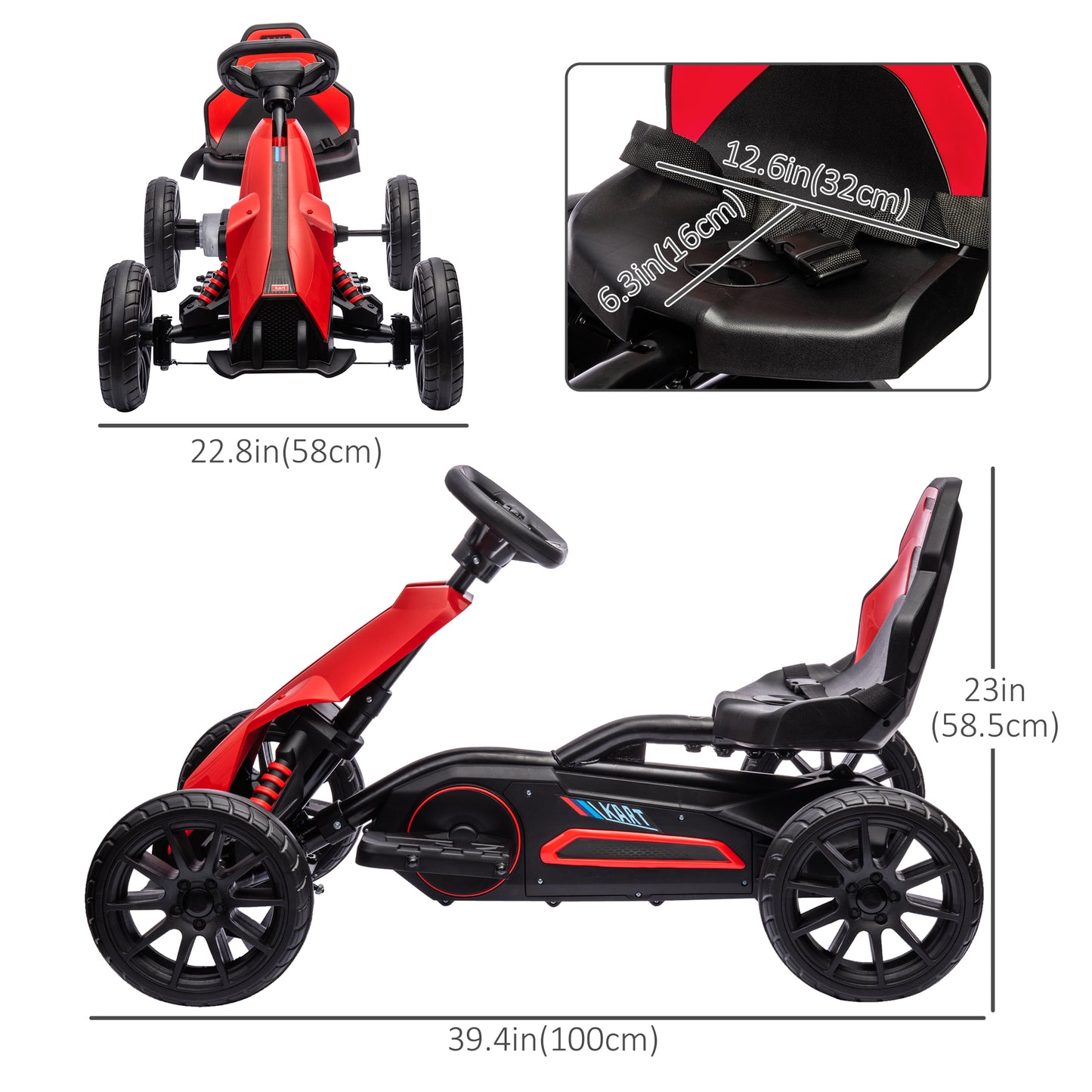 Aosom 12V 7AH Electric Go Kart, Outdoor Racer Car for Kids, with Forward Backward, Adjustable Speed, Ages 3-8 Years Old, Red