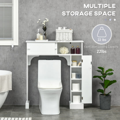 Modern Over The Toilet Storage, Bathroom Cabinets Over Toilet with 2 Sliding Doors, 3 Adjustable Shelves, White