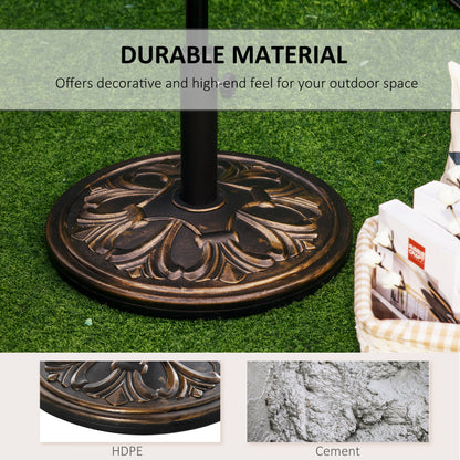 29 lb Heavy Duty Concrete Umbrella Base, 19" Round Parasol Holder for Outdoor, Garden, Backyard, Deck, Bronze