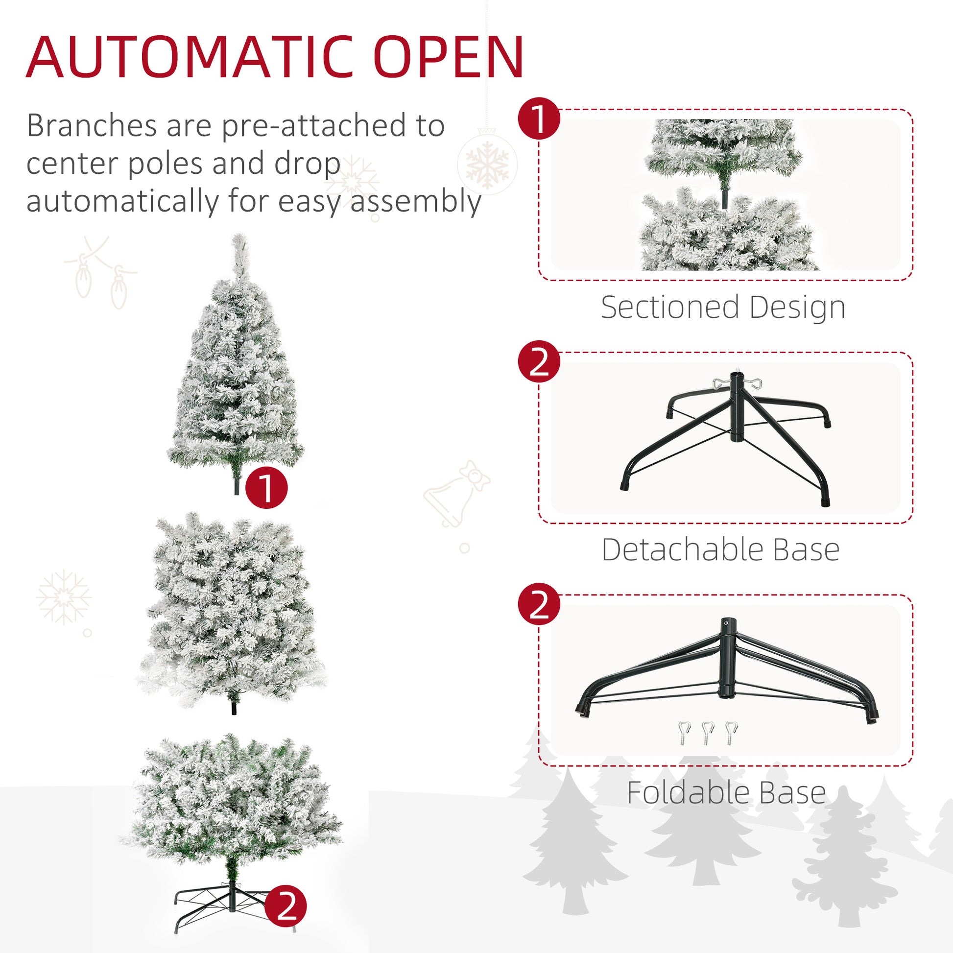9 Feet Prelit Artificial Snow Flocked Pencil Christmas Tree, Slim Xmas Tree with Warm White LED Light, Holiday Home Xmas Decoration, Green
