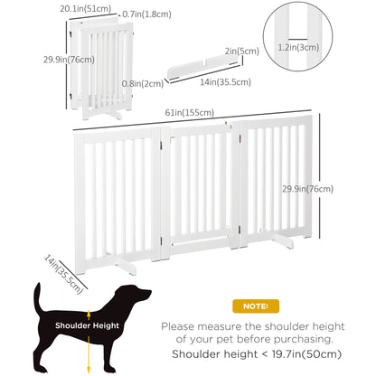 Free Standing Wood Pet Gate Indoor Dog Barrier 3 Panel Folding Z Shape Doorway