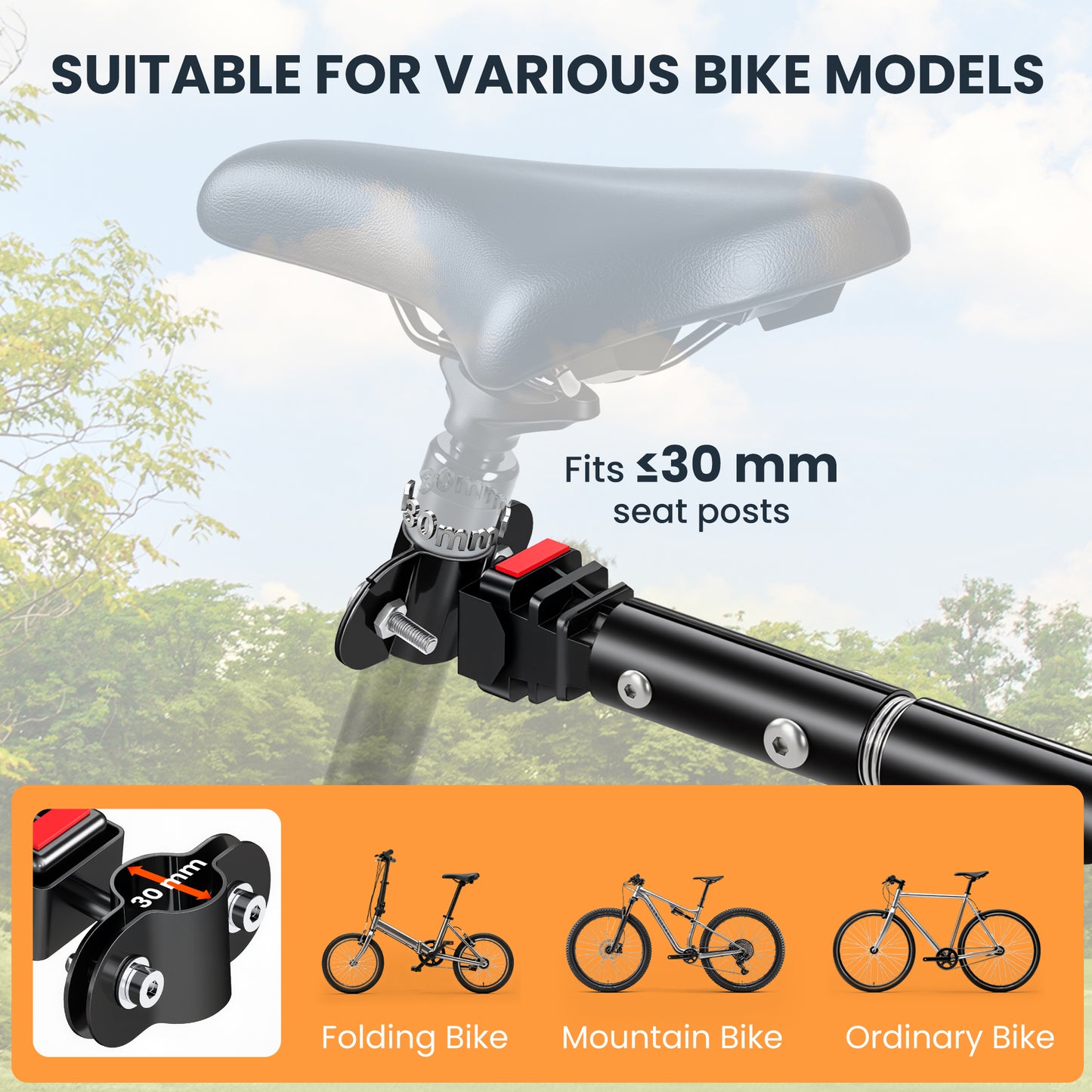 Aosom Folding Bicycle Cargo Trailer Utility Bike Cart Carrier Garden Patio Tool with Hitch Black