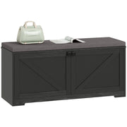 Shoe Storage Bench with Padded Seat, Entryway Bench Holds up to 352 lb, Shoe Organizer, 8 Pairs, Black Wood Grain