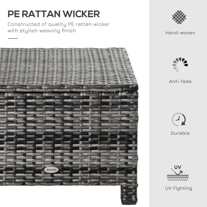 Patio Rattan Ottoman, Outdoor Wicker Footrest with Soft Cushion, Metal Frame for Backyard, Garden, and Poolside, Grey