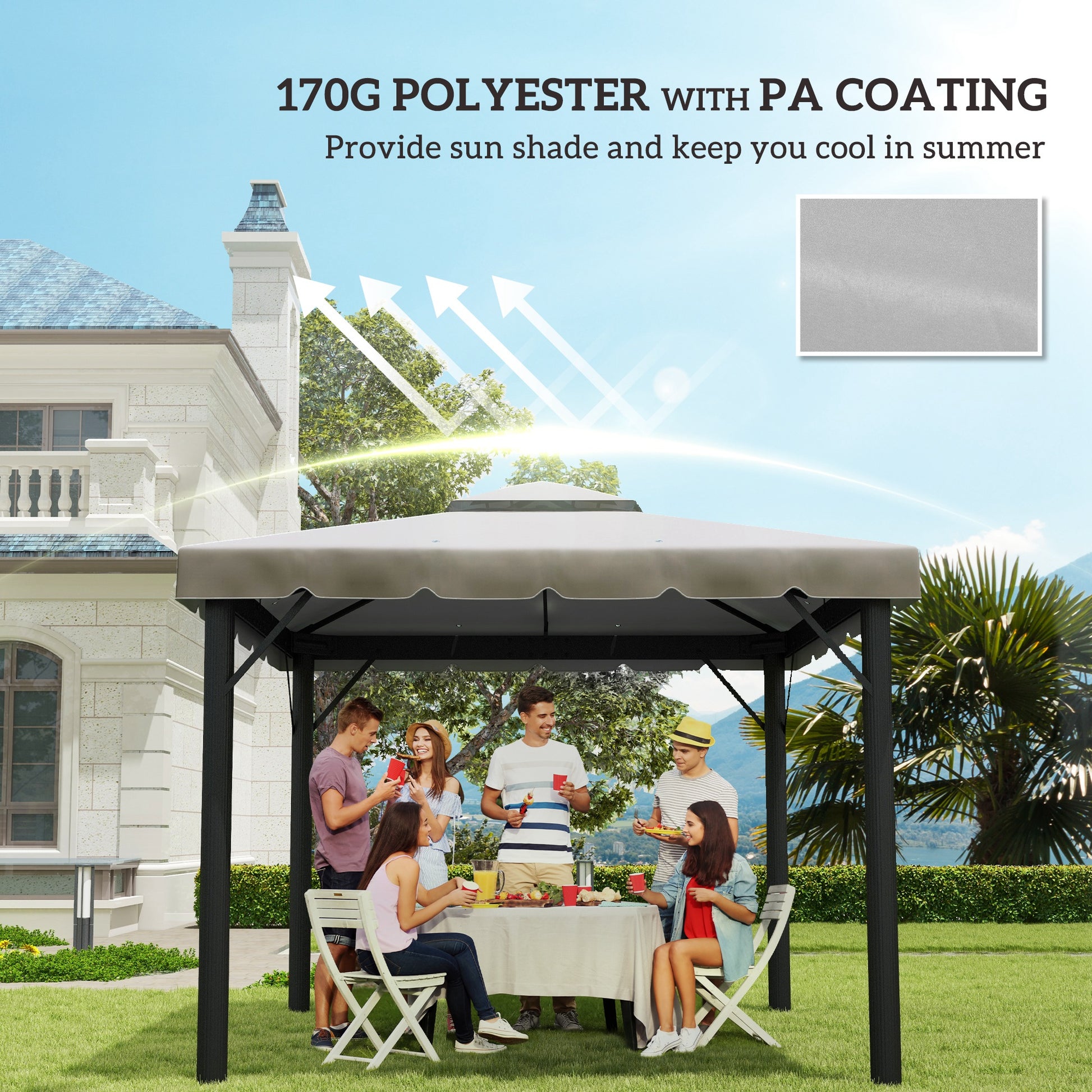 10' x 10' Gazebo Replacement Canopy, Gazebo Top Cover with Double Vented Roof for Garden Patio Outdoor TOP ONLY, Grey