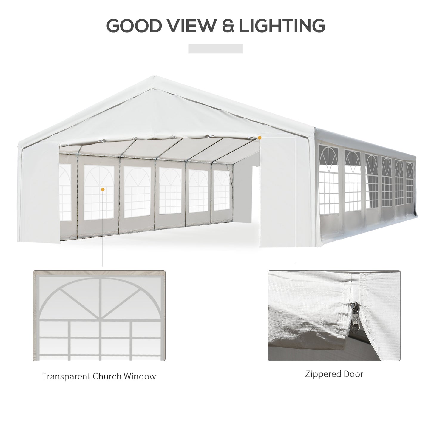40’x20’ Heavy-duty Large Outdoor Carport Garage Party Event Tent Patio Gazebo Canopy w/ Removable Sidewall White