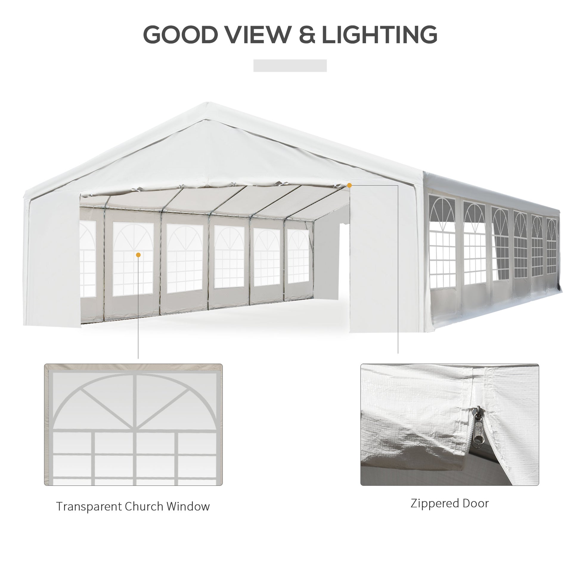 40’x20’ Heavy-duty Large Outdoor Carport Garage Party Event Tent Patio Gazebo Canopy w/ Removable Sidewall White