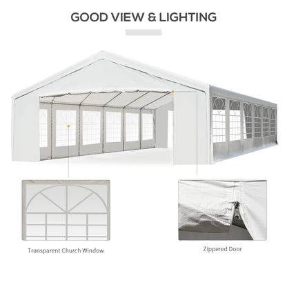 40’x20’ Heavy-duty Large Outdoor Carport Garage Party Event Tent Patio Gazebo Canopy w/ Removable Sidewall White