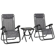 Zero Gravity Chair Set of 2 Patio Chair with Side Table Cupholders and Pillows for Pool, Backyard, Lawn, Dark Grey