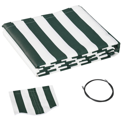 11' x 10' Retractable Awning Fabric Replacement Outdoor Sunshade Canopy Awning Cover, UV Protection, Green and White