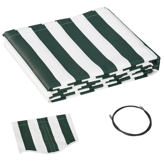 11' x 10' Retractable Awning Fabric Replacement Outdoor Sunshade Canopy Awning Cover, UV Protection, Green and White
