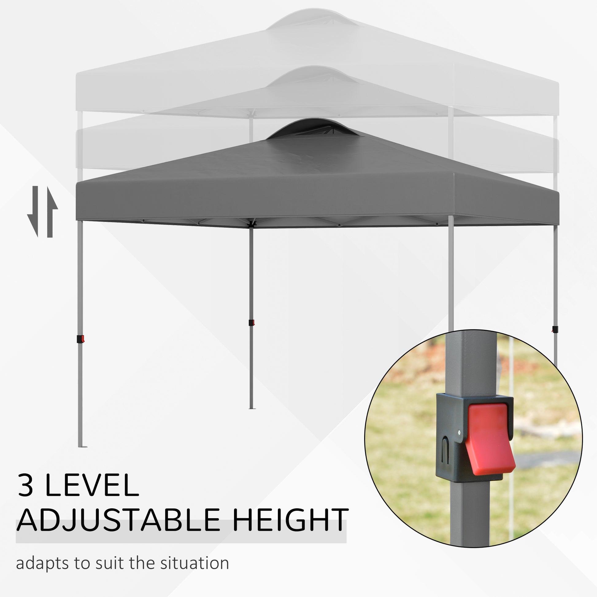 10' x 10' Pop Up Canopy Tent with Airy Top Vents and Wheeled Carry Bag for Outdoor, Garden, Patio, Dark Grey