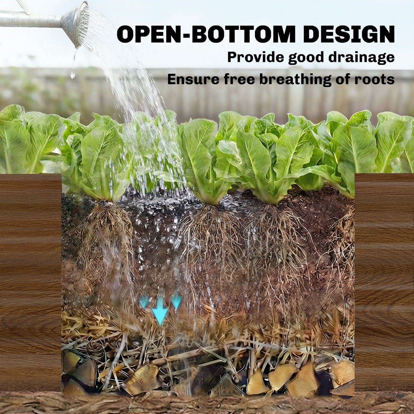6 x 3 x 1ft Galvanized Raised Garden Bed, Reinforced Outdoor Planter Box with Open Bottom, Wood-Effect
