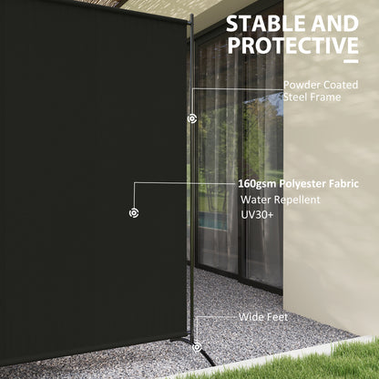 Single Panel Room Divider, UV30+ Privacy Screen, Indoor Outdoor Privacy Panel with Stable Base, Black