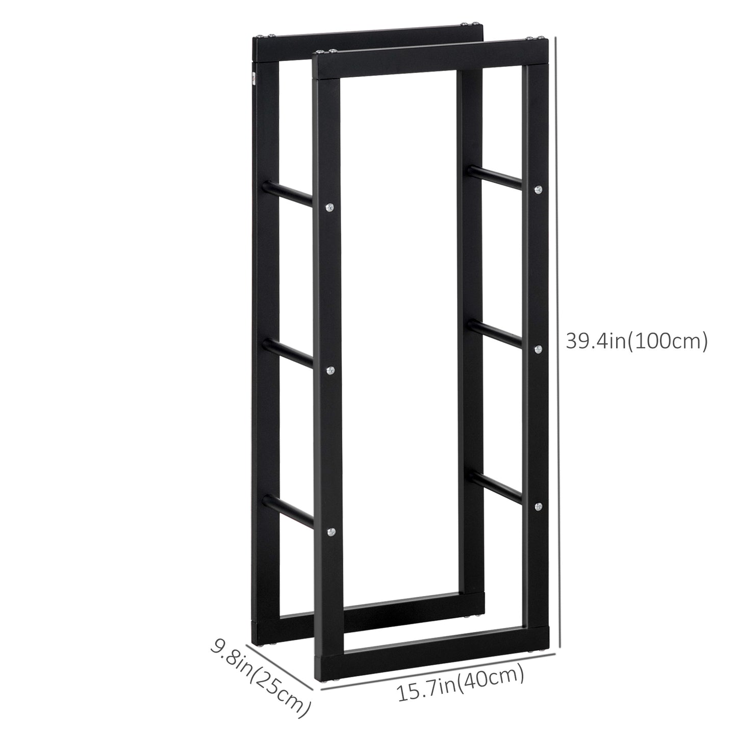 15.7" x 9.8" x 39.4" Firewood Rack Outdoor, Log Holder Fireplace Storage Rack with Handles and 220 lbs. Weight Capacity, Black
