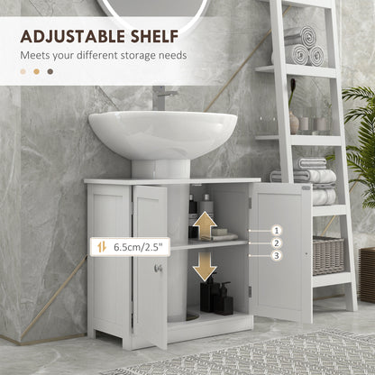 Bathroom Vanity, 24" Pedestal Sink Bathroom Vanity Furniture with 2 Doors and Shelf, White