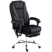 Massage Office Chair, Reclining Computer Chair with Adjustable Height and Footrest, Black