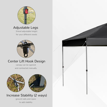 10' x 10' Pop Up Canopy Tent with Airy Top Vents and Wheeled Carry Bag for Outdoor, Garden, Patio, Black