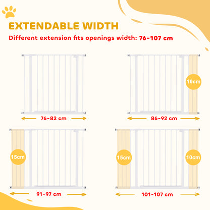 Pressure Fit Dog Gate Pet Barrier for stairs doorway, 29.9''- 42.1'' Width White