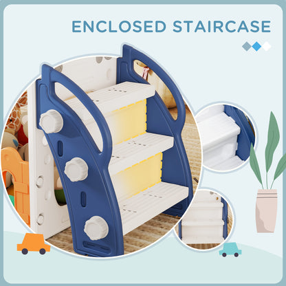 Qaba 9 in 1 Toddler Slide with Basketball Hoop, Climber, Telescope, Tunnel, Steering Wheel, for 1-3 Years, Orange