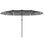 173" Double-Sided Sun Umbrella Garden Parasol Patio Sun Shade Outdoor with LED Solar Light, No Base Included, Dark Gre