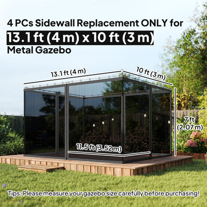 Replacement Mosquito Netting for Gazebo 10' x 13' Black Screen Walls for Canopy with Zippers, Black
