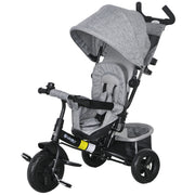 Qaba 6 in 1 Tricycle for Toddler 1-5 Years with Parent-Push Handle, Grey