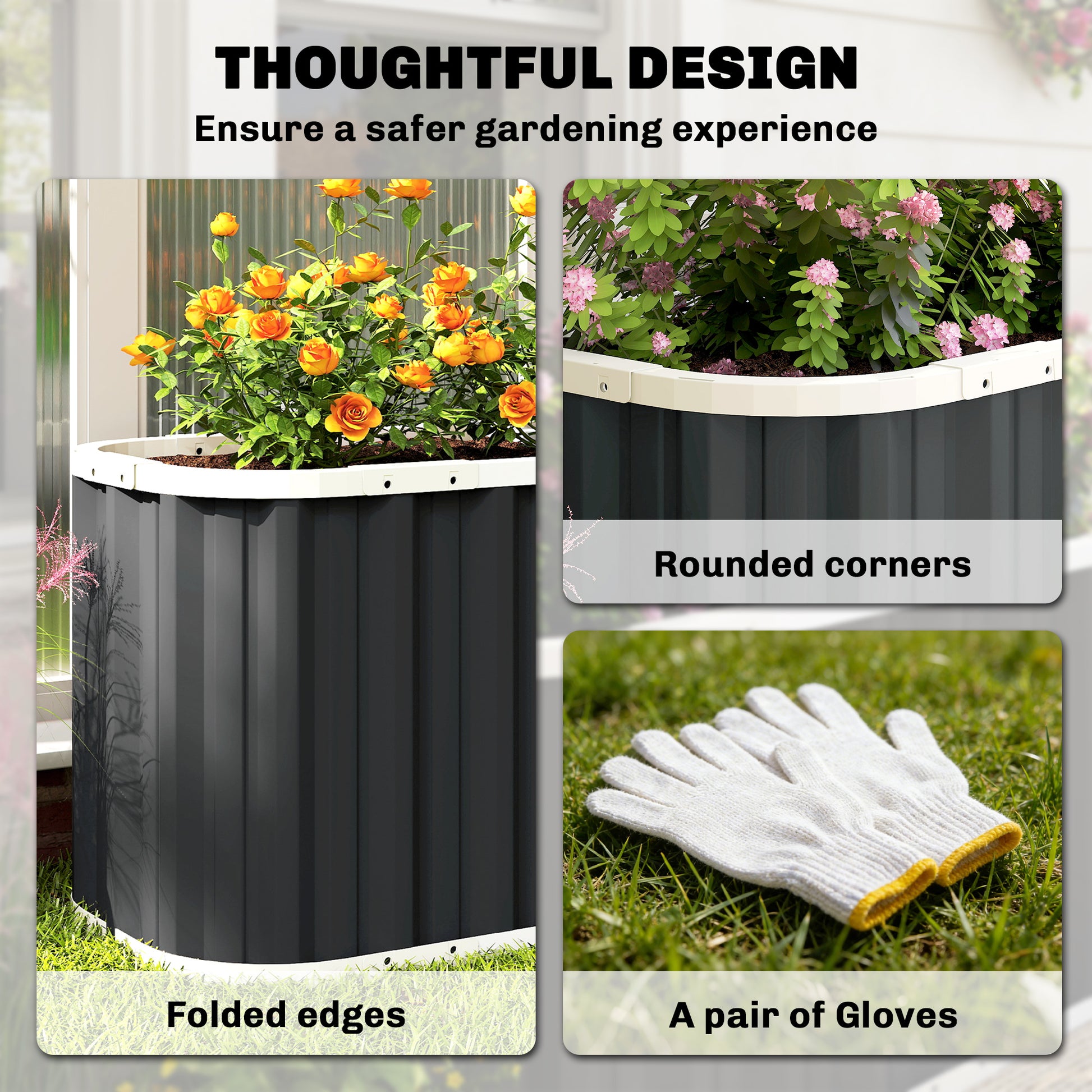 Galvanized Raised Garden Bed, Deep Root Planter Box, Outdoor Garden Bed with Plant Labels, 7' x 2' x 2', Dark Grey
