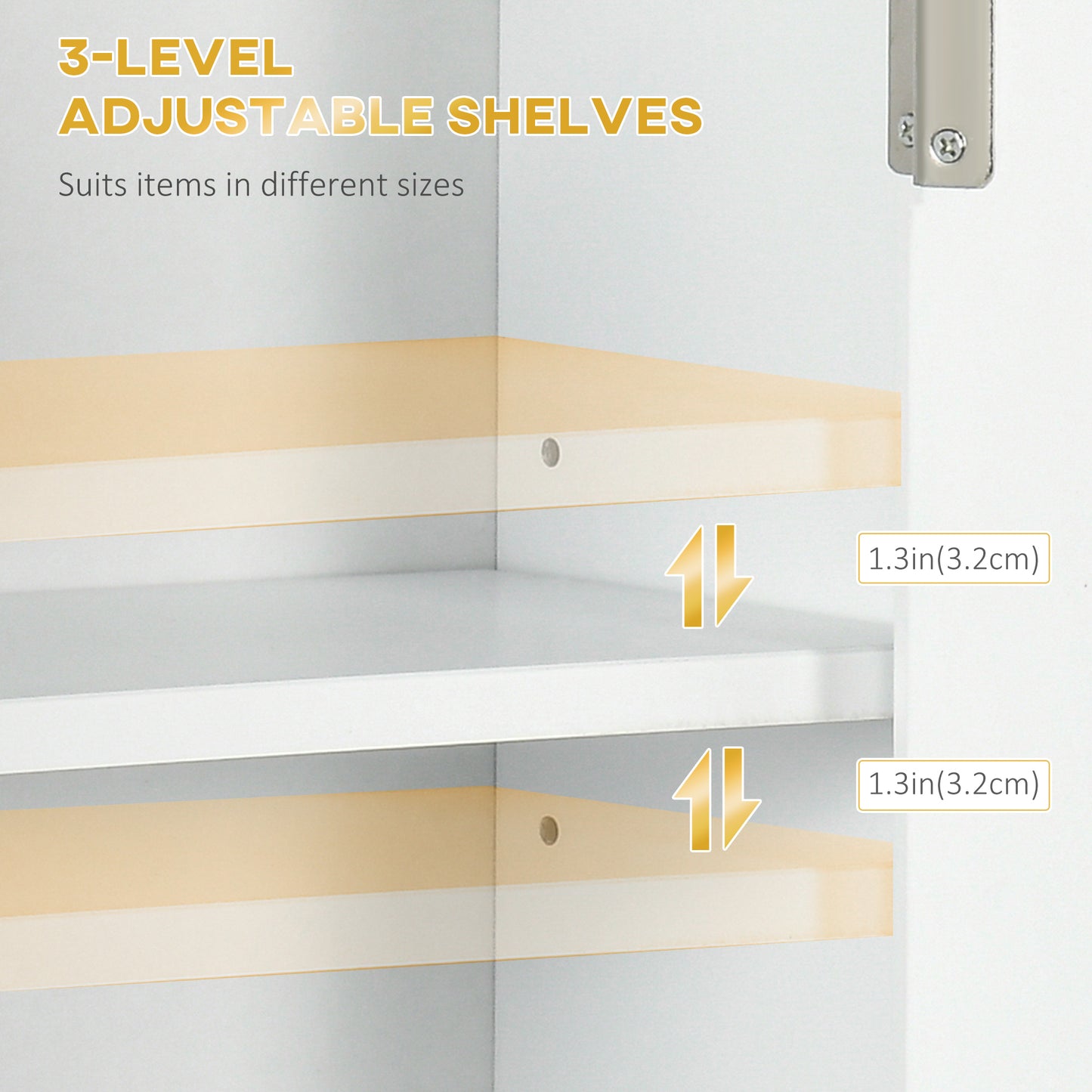 Bathroom Wall Cabinet, Medicine Cabinet, Toilet Storage Cabinet with Shelf for Living Room and Entryway, White