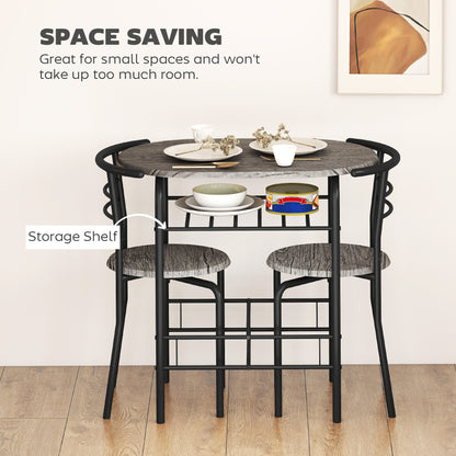 Dining Table Set of 3, 31.5" Kitchen Table and Chairs Set for 2 with Shelf, for Small Space, Dining Room, Living Room