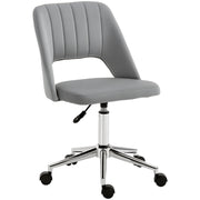 Mid Back Office Chair Velvet Fabric Swivel Scallop Shape Computer Desk Chair, Grey