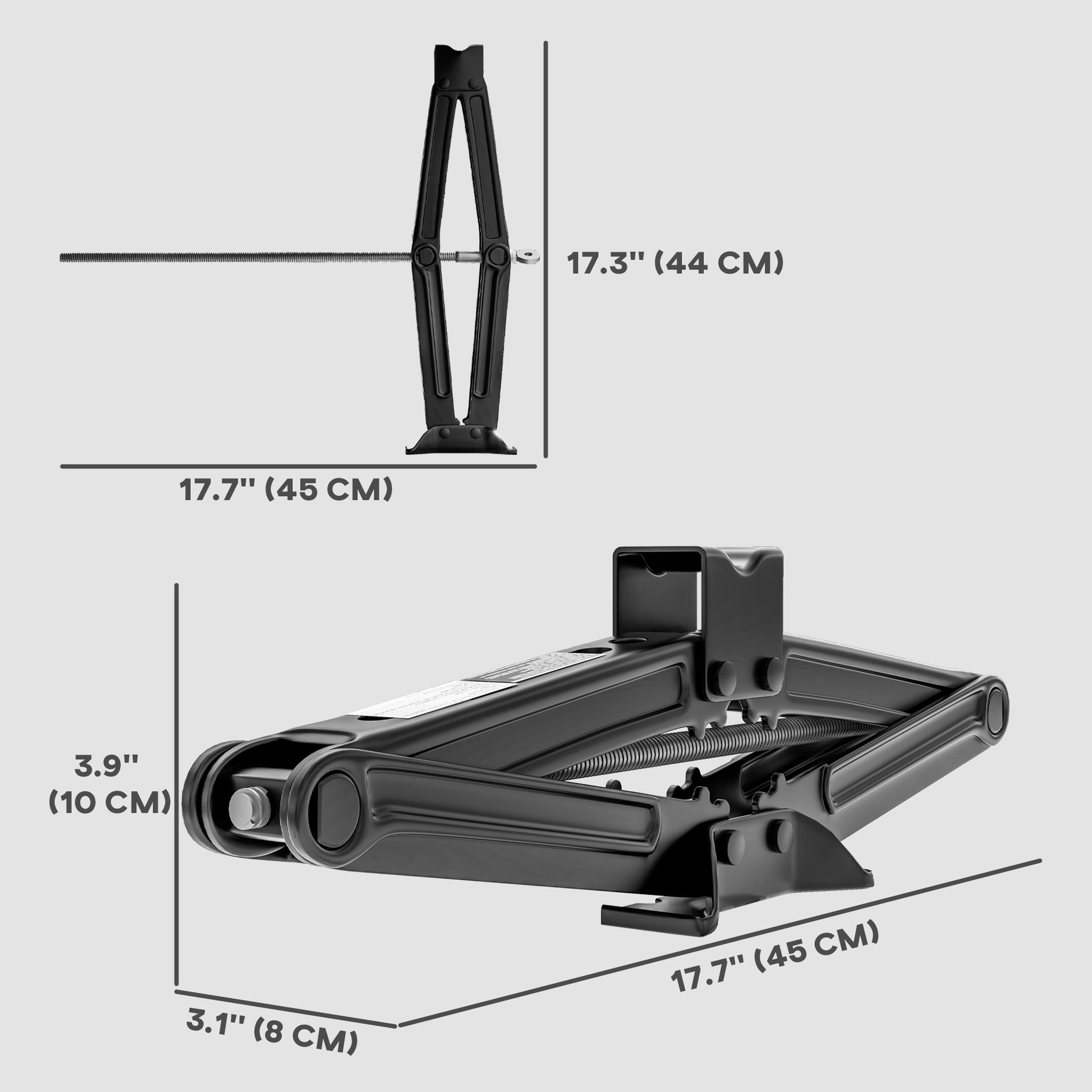 Steel Car Jack, Portable Scissor Jack, 2 Ton (4400 lbs) Capacity for Auto Sedan SUV MPV Tire Changes & Repairs, Black